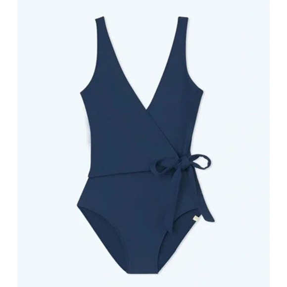 Summersalt The Perfect Wrap One-Piece Navy Blue size Medium - Picture 2 of 7
